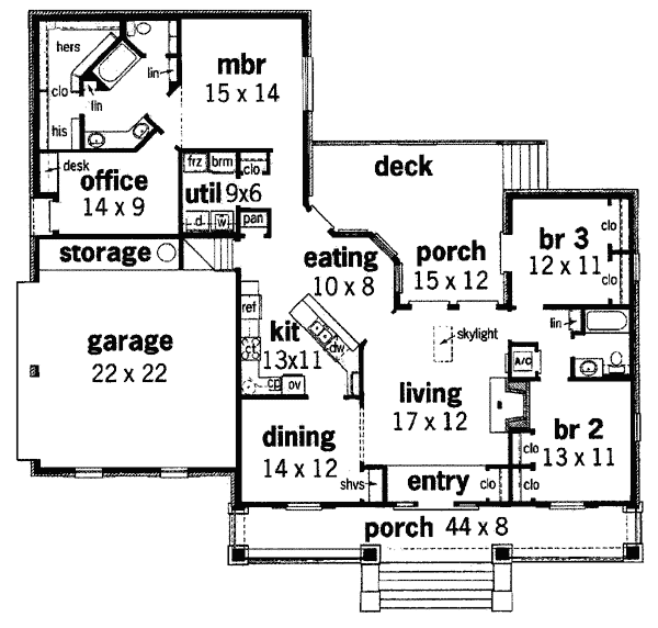 One-Story Southern Level One of Plan 65626
