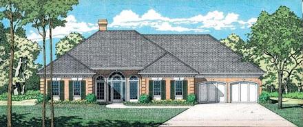 European One-Story Elevation of Plan 65629