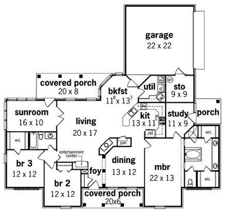 House Plan 65630 First Level Plan