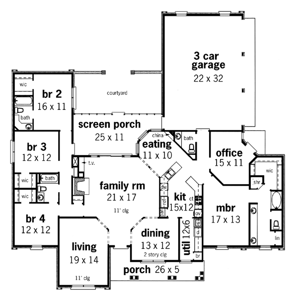 House Plan 65632 Level One