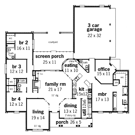 House Plan 65632 First Level Plan