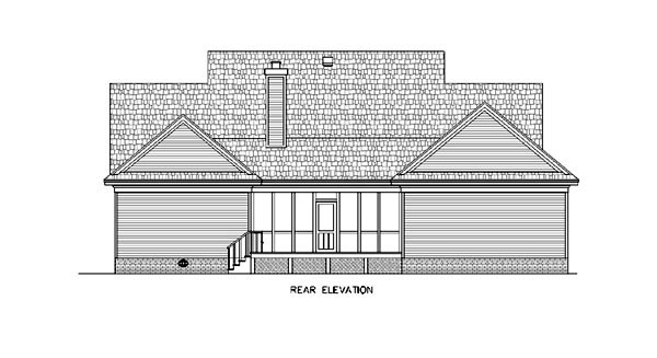 Country Southern Rear Elevation of Plan 65633