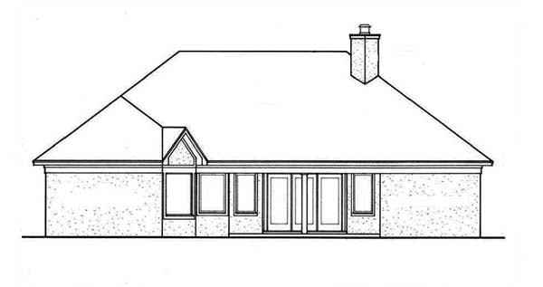 European Mediterranean One-Story Rear Elevation of Plan 65636