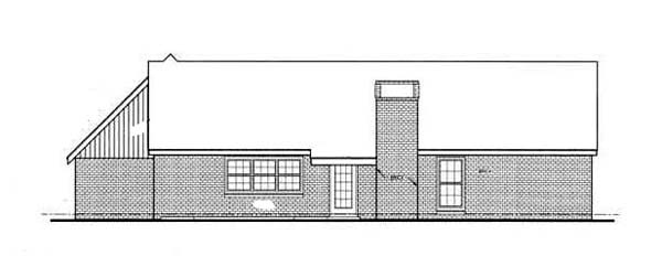 Country One-Story Ranch Traditional Rear Elevation of Plan 65637
