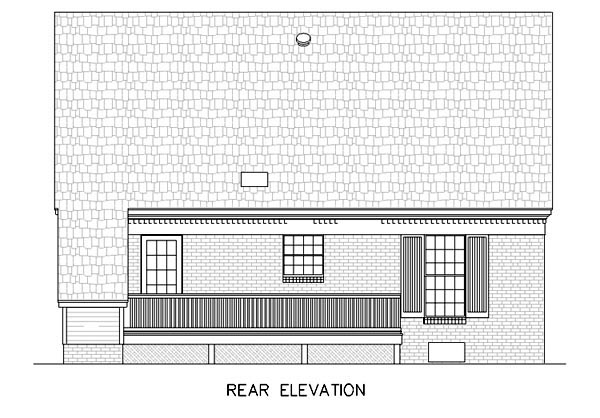 Cape Cod Country Rear Elevation of Plan 65640