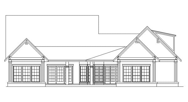 Craftsman Southern Traditional Rear Elevation of Plan 65642