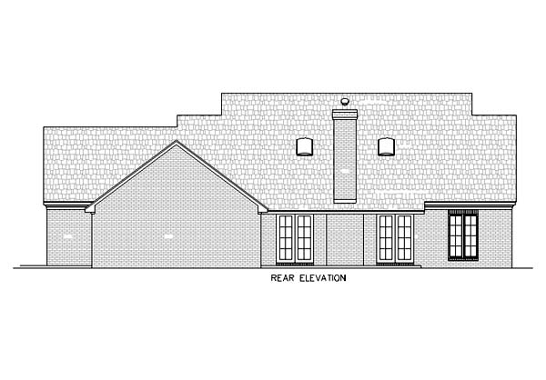 European Mediterranean Rear Elevation of Plan 65645