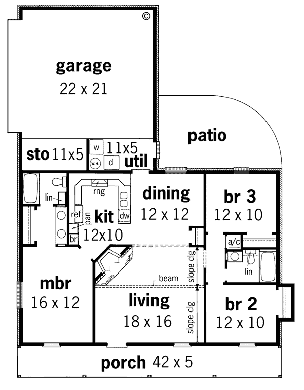 Cabin Country Ranch Level One of Plan 65648