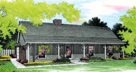 Cabin Country Ranch Elevation of Plan 65648