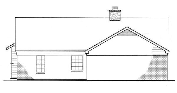 Cabin Country Ranch Rear Elevation of Plan 65648