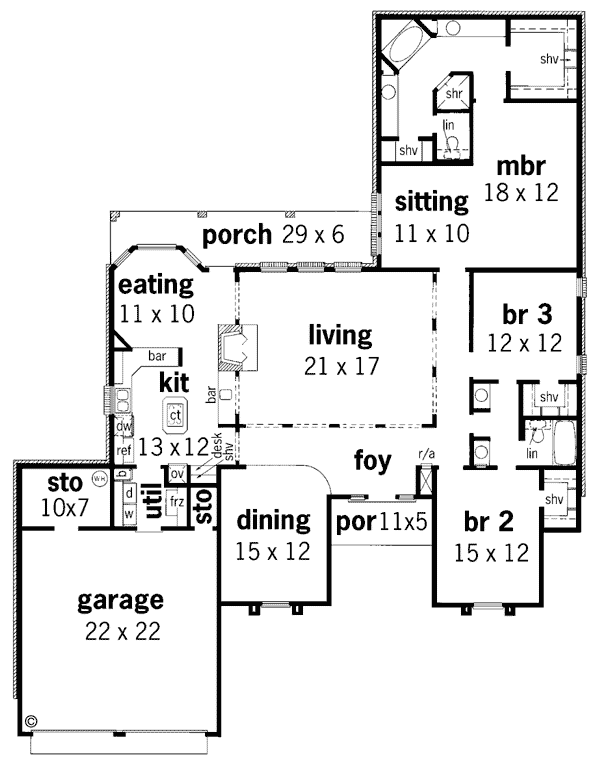 Mediterranean One-Story Level One of Plan 65649
