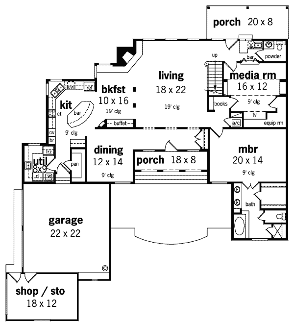 Mediterranean Victorian Level One of Plan 65650