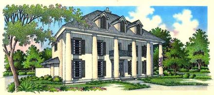 Colonial Southern Elevation of Plan 65659
