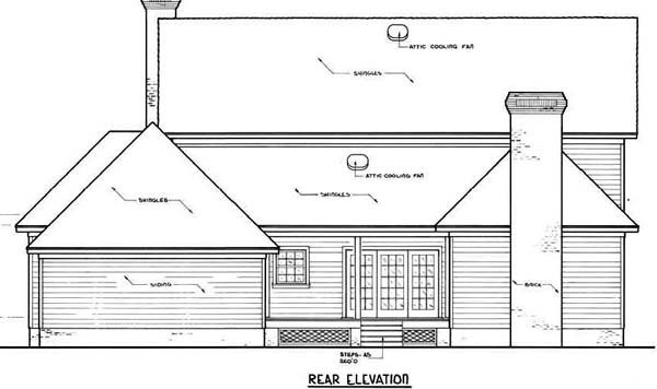 Country Victorian Rear Elevation of Plan 65660