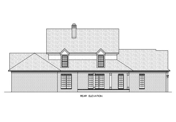 Colonial Southern Rear Elevation of Plan 65661