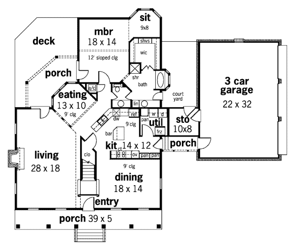 Colonial Southern Level One of Plan 65662