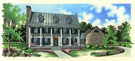 Colonial Southern Elevation of Plan 65662
