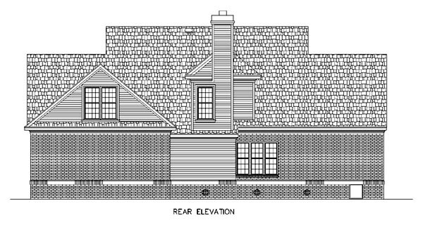 Cape Cod Country Rear Elevation of Plan 65663