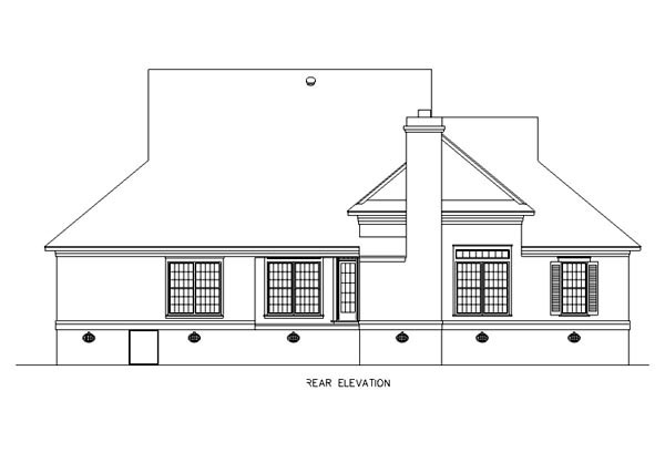 One-Story Southern Rear Elevation of Plan 65664