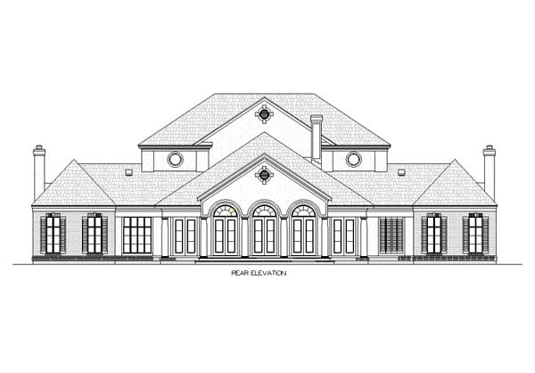 Colonial Southern Rear Elevation of Plan 65665