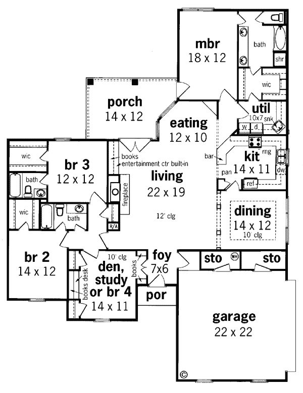 Mediterranean One-Story Level One of Plan 65666