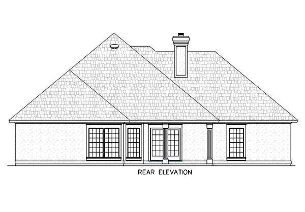 Mediterranean One-Story Rear Elevation of Plan 65666