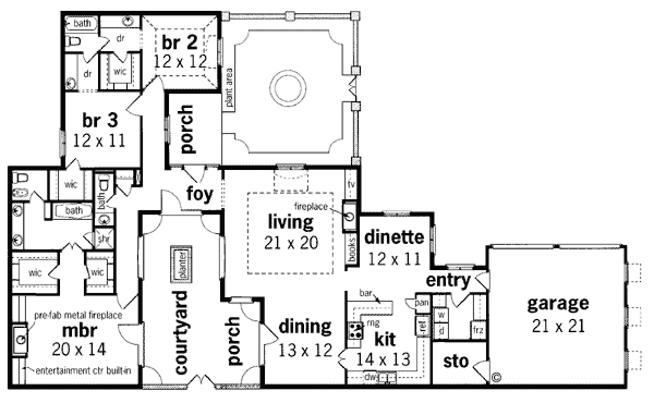 Mediterranean One-Story Level One of Plan 65668