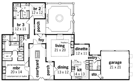 House Plan 65668 First Level Plan