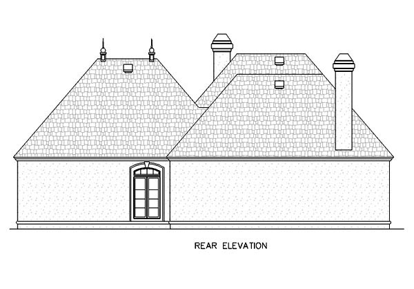 Mediterranean One-Story Rear Elevation of Plan 65668