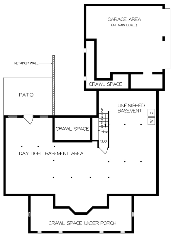 Bungalow Country Farmhouse Lower Level of Plan 65669