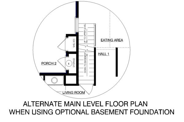 Bungalow Country Farmhouse Alternate Level One of Plan 65669