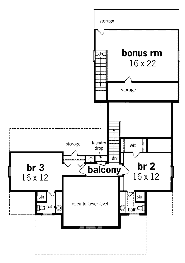 Bungalow Country Farmhouse Level Two of Plan 65669