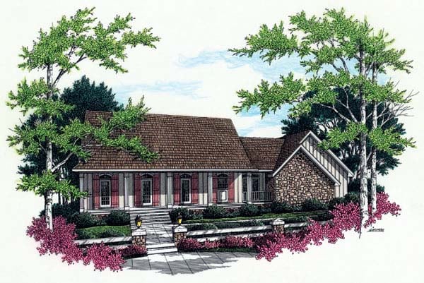 Country Plan with 1925 Sq. Ft., 3 Bedrooms, 2 Bathrooms, 2 Car Garage Elevation