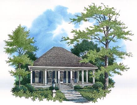 Colonial Southern Elevation of Plan 65675