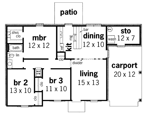 One-Story Ranch Traditional Level One of Plan 65680