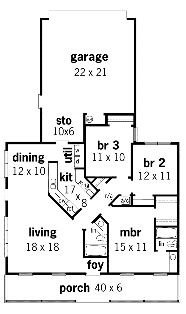 Narrow Lot One-Story Southern Level One of Plan 65681