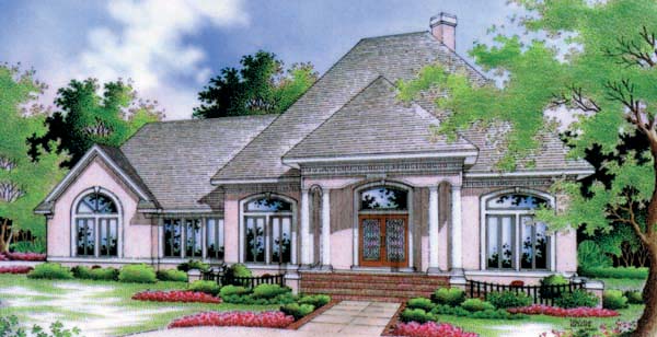 One-Story, Southern Plan with 1792 Sq. Ft., 3 Bedrooms, 2 Bathrooms, 2 Car Garage Elevation