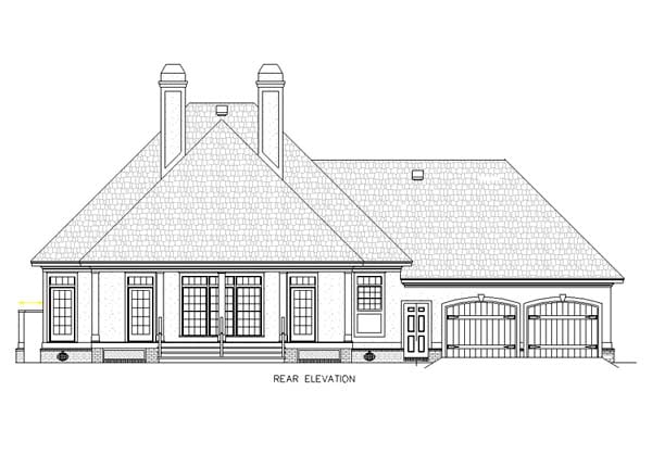 Traditional Rear Elevation of Plan 65685