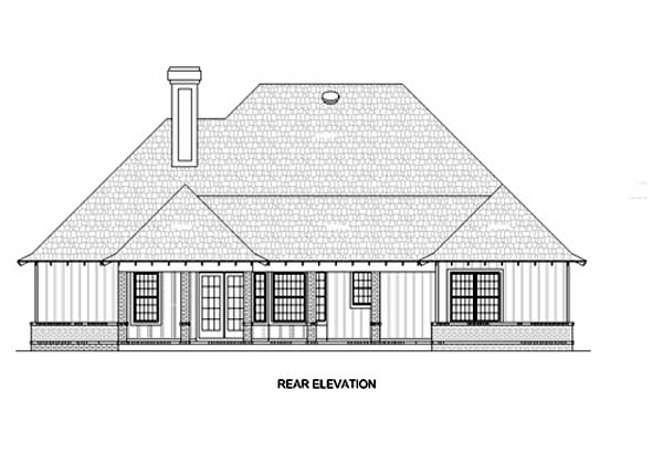 Traditional Rear Elevation of Plan 65687