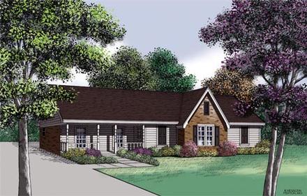 Country One-Story Ranch Elevation of Plan 65689