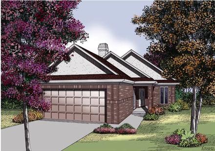 Narrow Lot One-Story Traditional Elevation of Plan 65691
