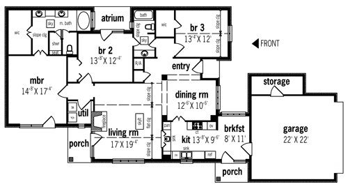 One-Story Traditional Level One of Plan 65696
