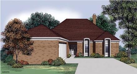 European One-Story Elevation of Plan 65700