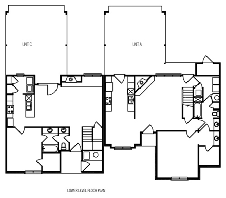 Multi-Family Plan 65704 First Level Plan