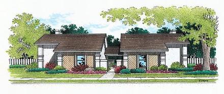 Florida One-Story Elevation of Plan 65708