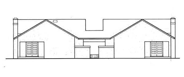 Florida One-Story Rear Elevation of Plan 65708