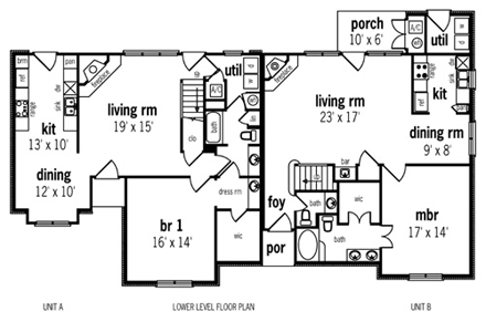 Multi-Family Plan 65712 First Level Plan