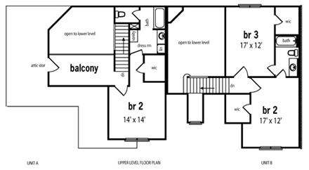 Multi-Family Plan 65712 Second Level Plan