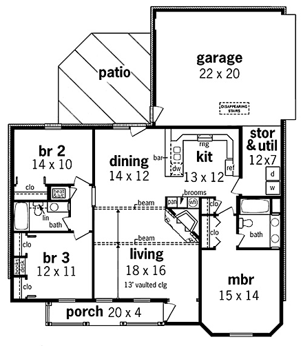 House Plan 65731 First Level Plan