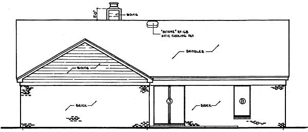 Traditional Rear Elevation of Plan 65731